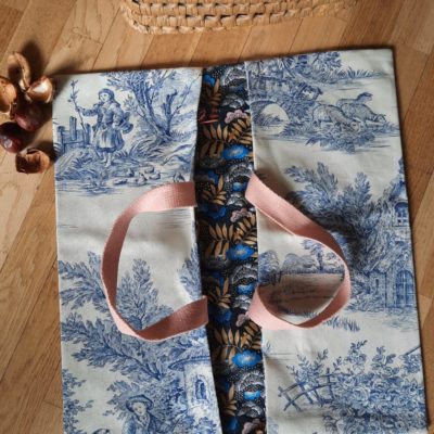 Sac à tarte Champêtre - Toile de Jouy/ Coton enduit