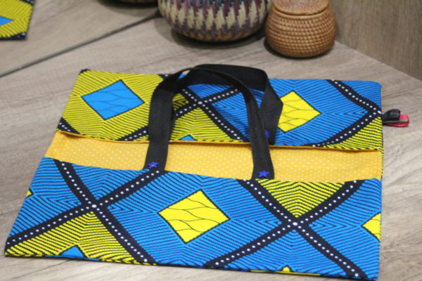 Sac à tarte Flashy - Tissu africain bleu et jaune
