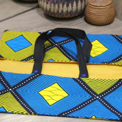 Sac à tarte Flashy - Tissu africain bleu et jaune